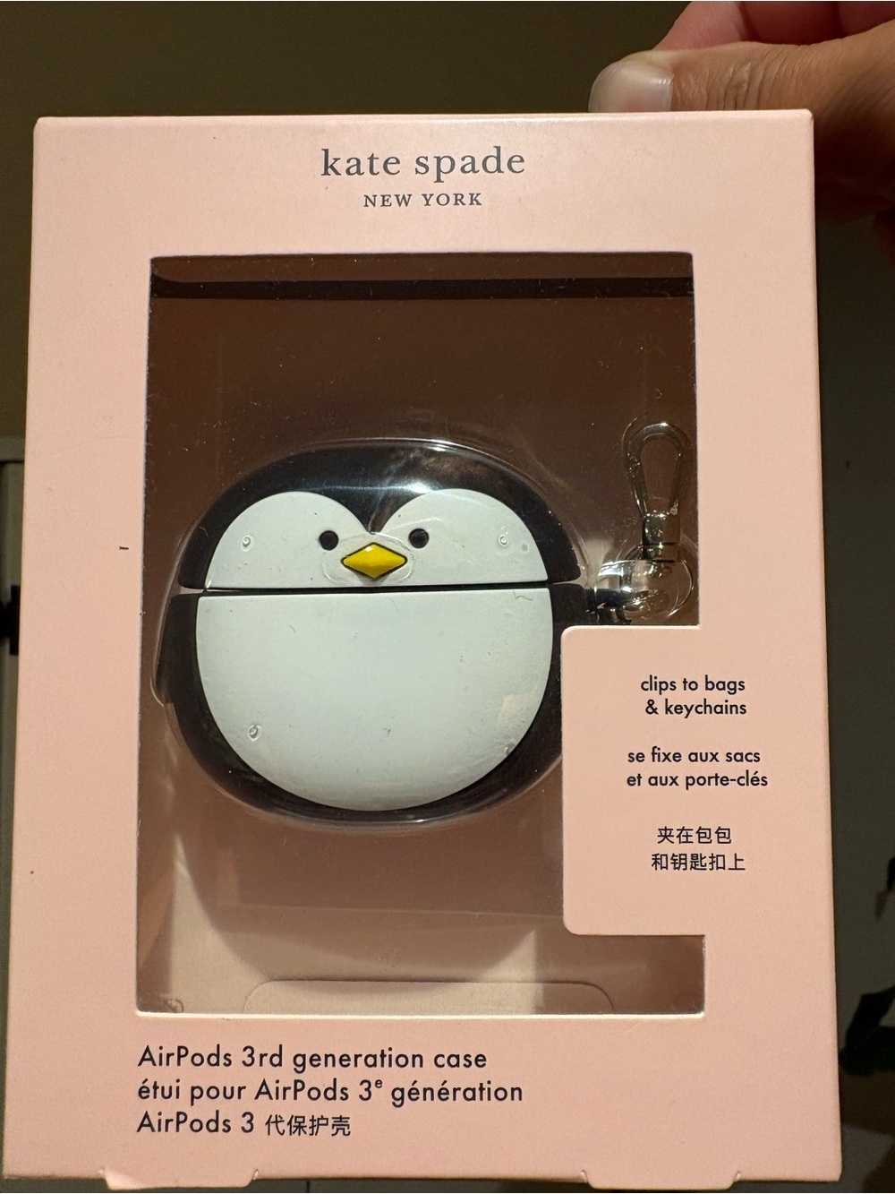 New kate spade Black & White Penguin AirPods 3rd Generation Case Holder